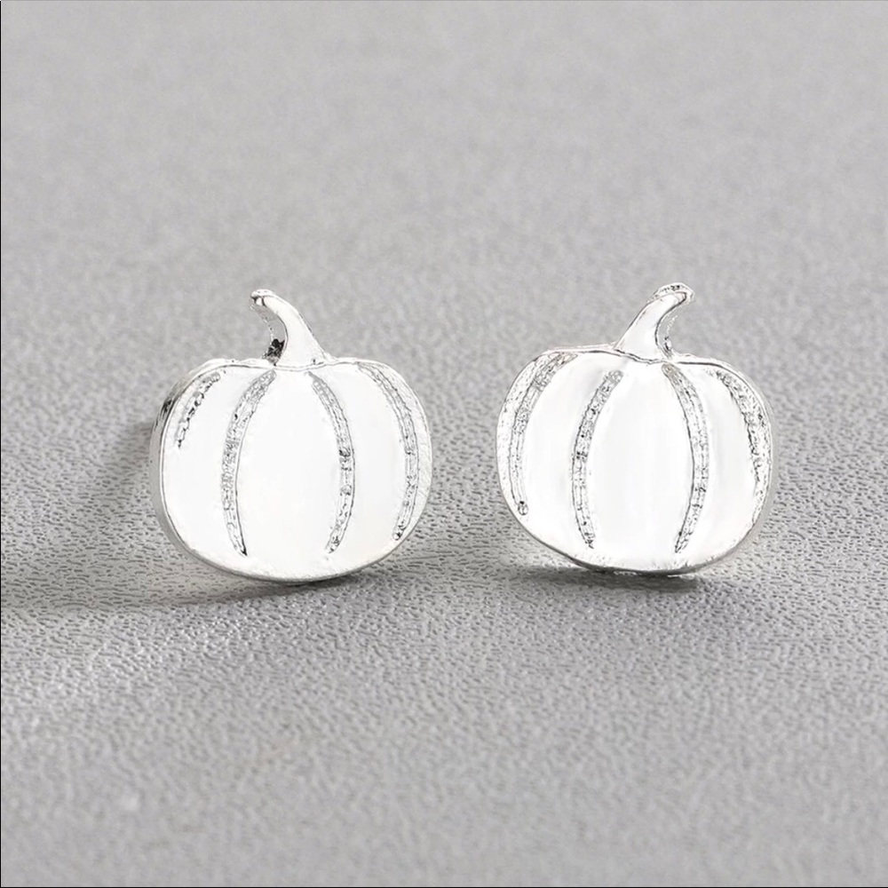 Gold & Silver Pumpkin Earrings minimalist - Picture 4 of 5